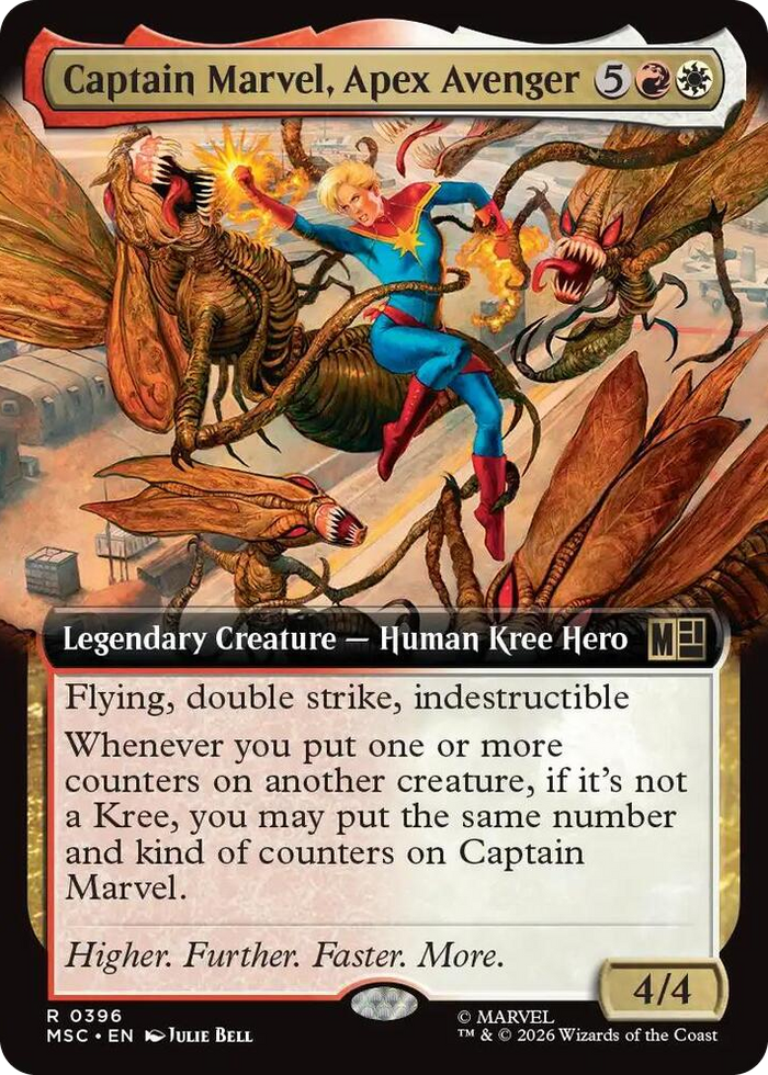Captain Marvel, Apex Avenger (Extended Art) #396 R - Commander: Marvel Super Heroes Pokemon card