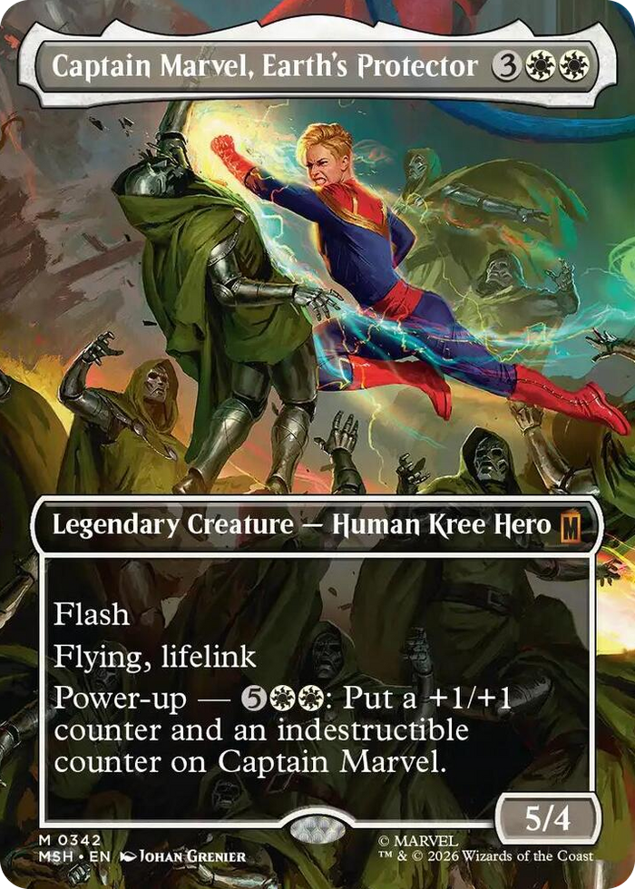 Captain Marvel, Earth's Protector (Borderless) (0342) #342 M - Marvel Super Heroes Pokemon card