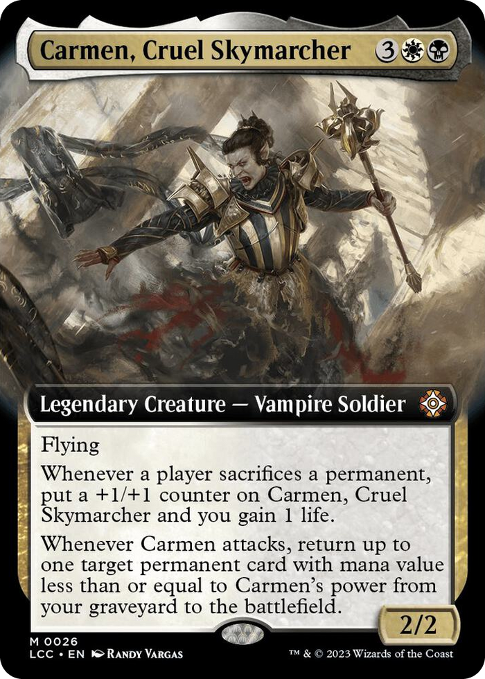 Carmen, Cruel Skymarcher (Extended Art) #26 M - Commander: The Lost Caverns of Ixalan Pokemon card