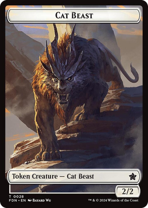 0028 Cat Beast // Dragon (0017) Double-Sided Token T Foundations