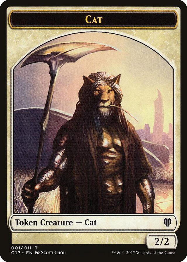 0001 Cat // Cat Warrior Double-Sided Token T Commander 2017