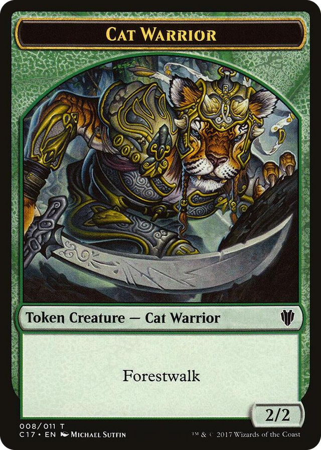 0008 Cat Warrior // Rat Double-Sided Token T Commander 2017
