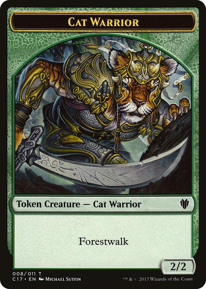 0008 Cat Warrior // Rat Double-Sided Token T Commander 2017