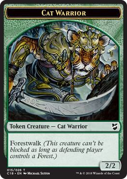 0015 Cat Warrior // Worm Double-Sided Token T Commander 2018