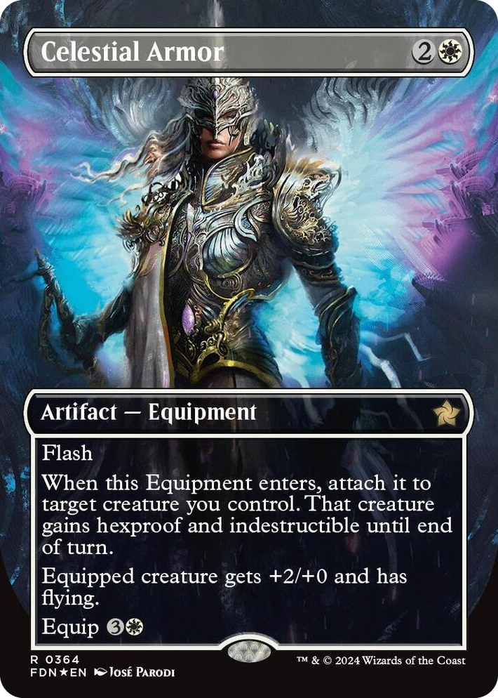 0364 Celestial Armor (Borderless) (Mana Foil) R Foundations