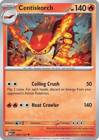 Centiskorch #30/132 Uncommon - Mega Evolution Pokemon card