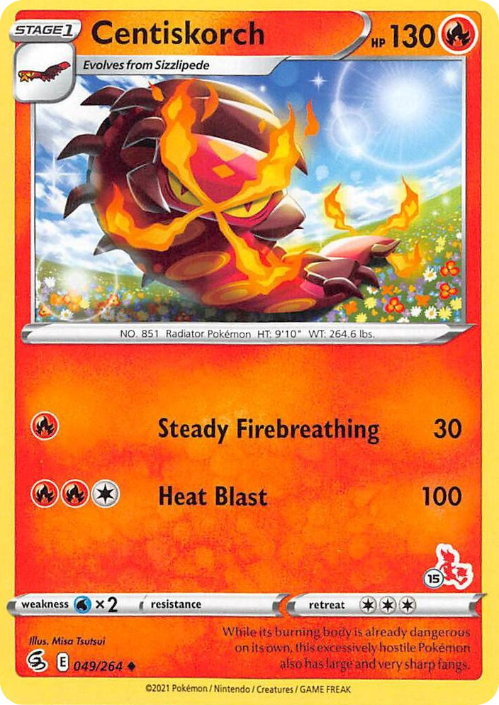 0049 Centiskorch - 049/264 (#15 Cinderace Stamped) Promo Battle Academy 2022