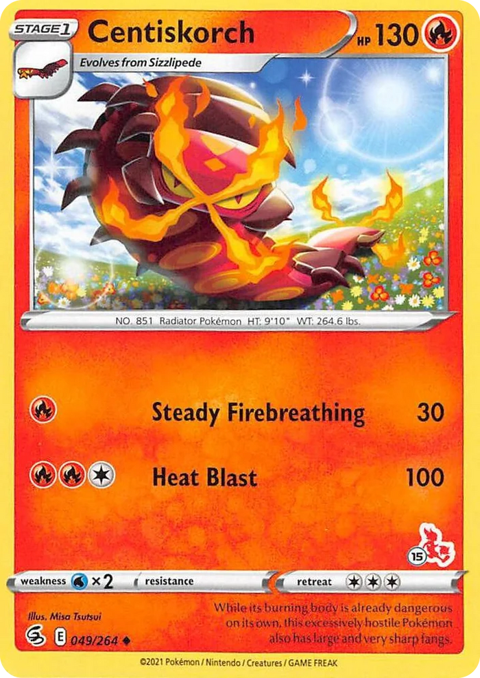0049 Centiskorch - 049/264 (#15 Cinderace Stamped) Promo Battle Academy 2022