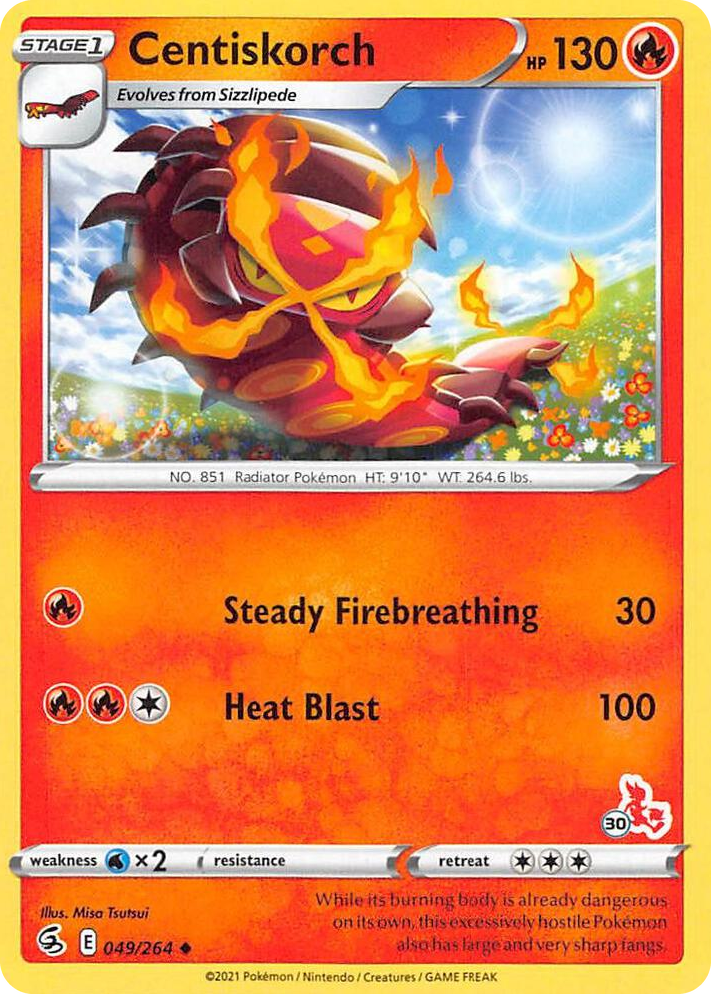 0049 Centiskorch - 049/264 (#30 Cinderace Stamped) Promo Battle Academy 2022