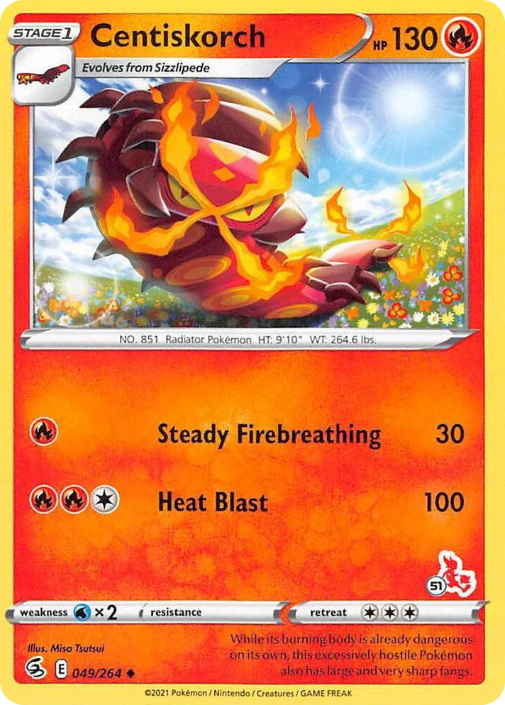 0049 Centiskorch - 049/264 (#51 Cinderace Stamped) Promo Battle Academy 2022