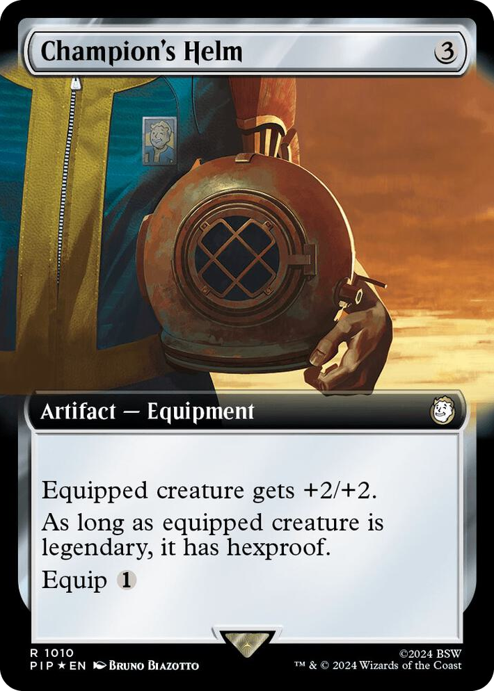 1010 Champion's Helm (Extended Art) (Surge Foil) R Universes Beyond: Fallout