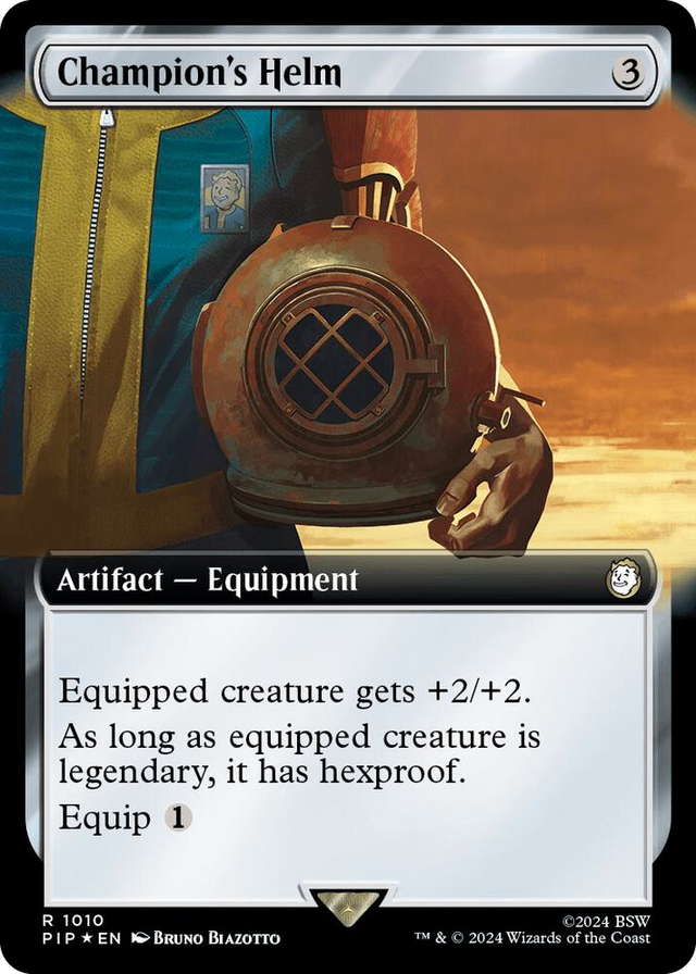 1010 Champion's Helm (Extended Art) (Surge Foil) R Universes Beyond: Fallout