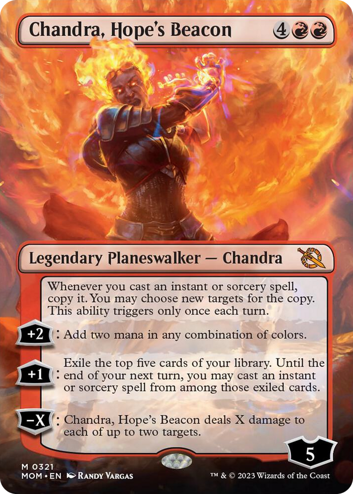 Chandra, Hope's Beacon (Borderless) #321 M - March of the Machine Pokemon card