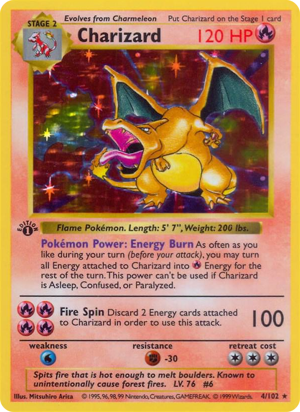 Charizard #4 Holo Rare - Base Set (Shadowless) Pokemon card