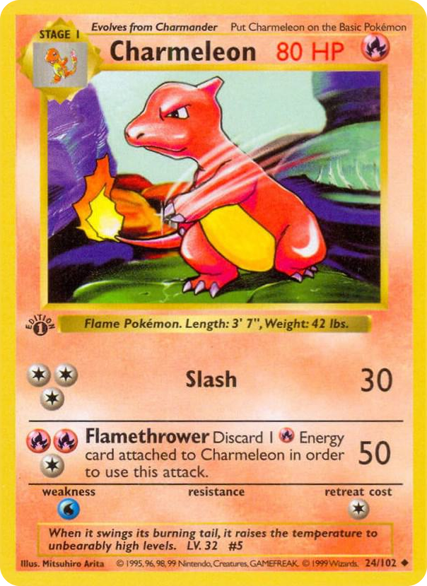 Charmeleon #24 Uncommon - Base Set (Shadowless) Pokemon card
