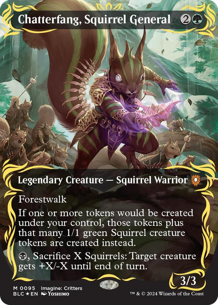 0095 Chatterfang, Squirrel General (Borderless) (Raised Foil) M Commander: Bloomburrow