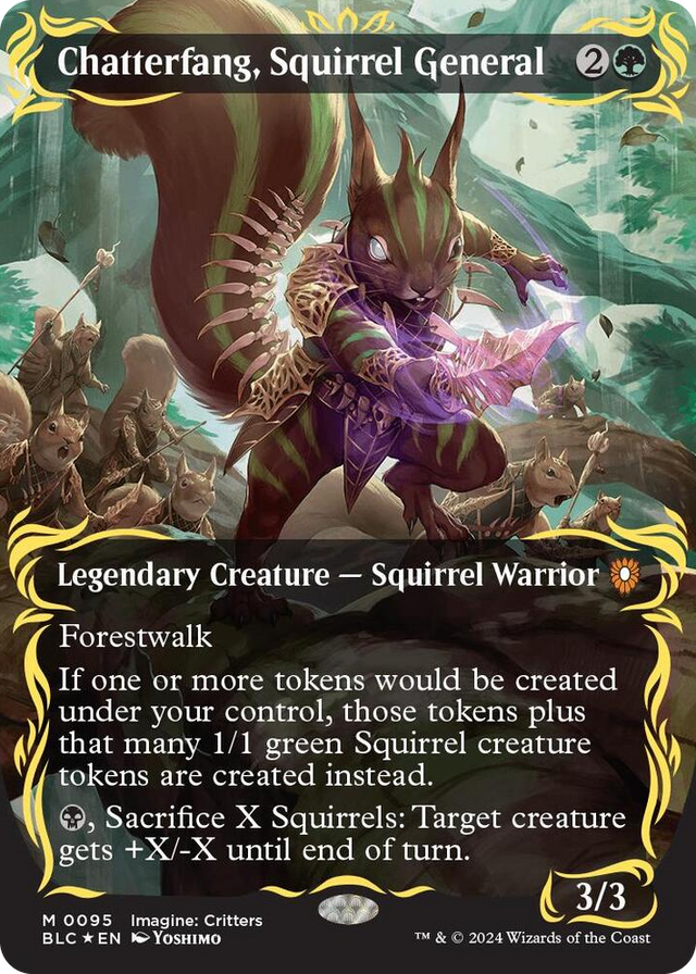 0095 Chatterfang, Squirrel General (Borderless) (Raised Foil) M Commander: Bloomburrow