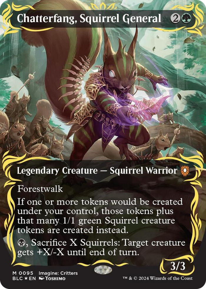 0095 Chatterfang, Squirrel General (Borderless) (Raised Foil) M Commander: Bloomburrow