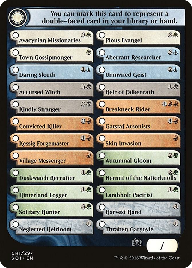CH001 Checklist Card - (CH1) Shadows over Innistrad T Shadows over Innistrad