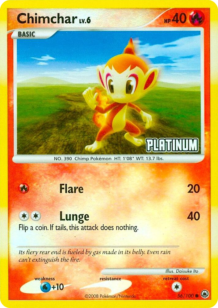 0056 Chimchar - 56/100 [Platinum] Promo Burger King Promos