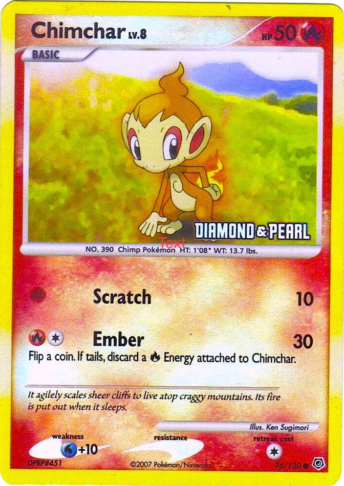 0076 Chimchar - 76/130 [Diamond & Pearl] Promo Burger King Promos