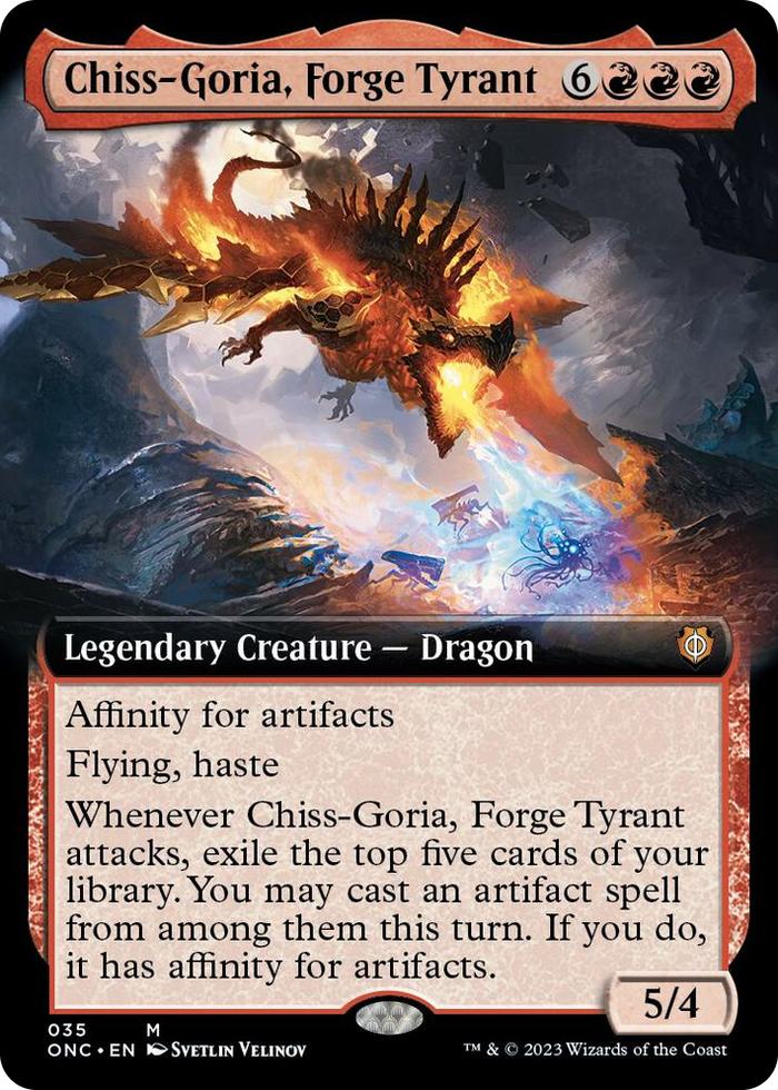 Chiss-Goria, Forge Tyrant (Extended Art) #35 M - Commander: Phyrexia: All Will Be One Pokemon card