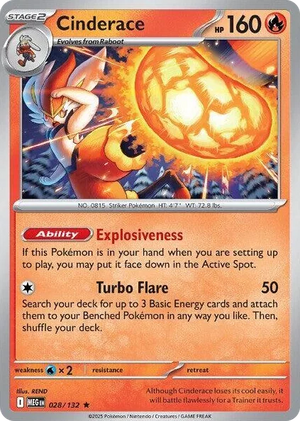 0028 Cinderace Rare Mega Evolution
