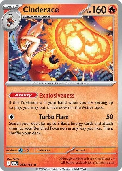 0028 Cinderace Rare Mega Evolution