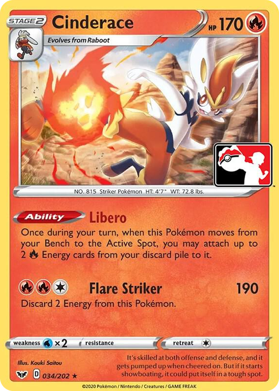 0034 Cinderace Rare Prize Pack Series Cards