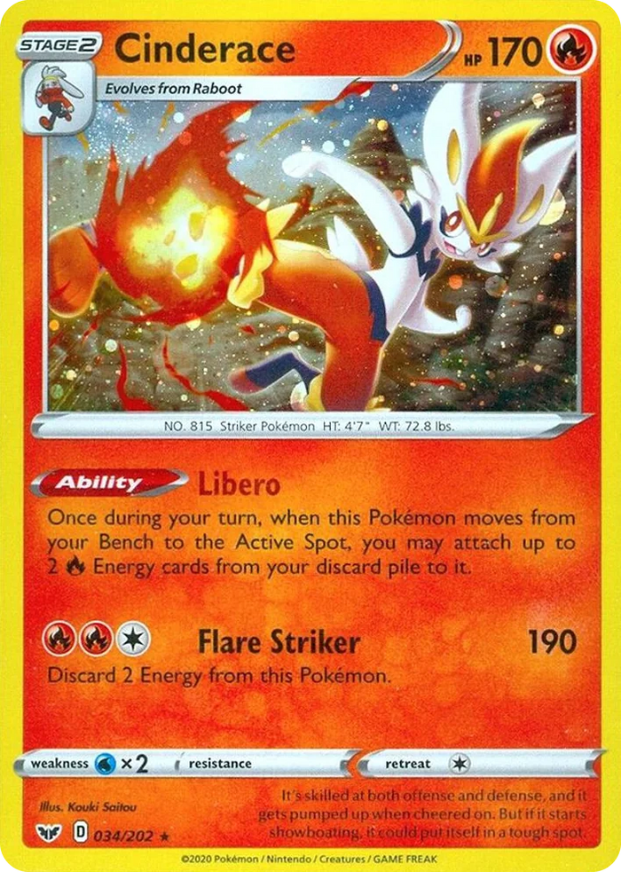 0034 Cinderace - 034/202 (Cosmos Holo) Promo Miscellaneous Cards & Products