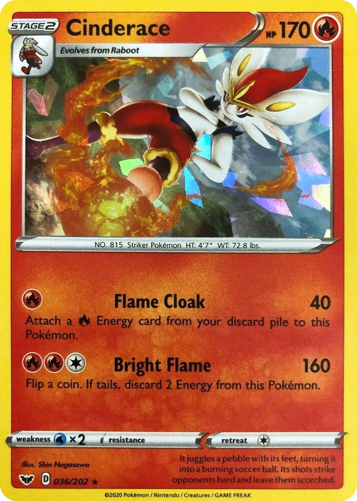 0036 Cinderace - 036/202 (Cracked Ice Holo) Holo Rare Deck Exclusives