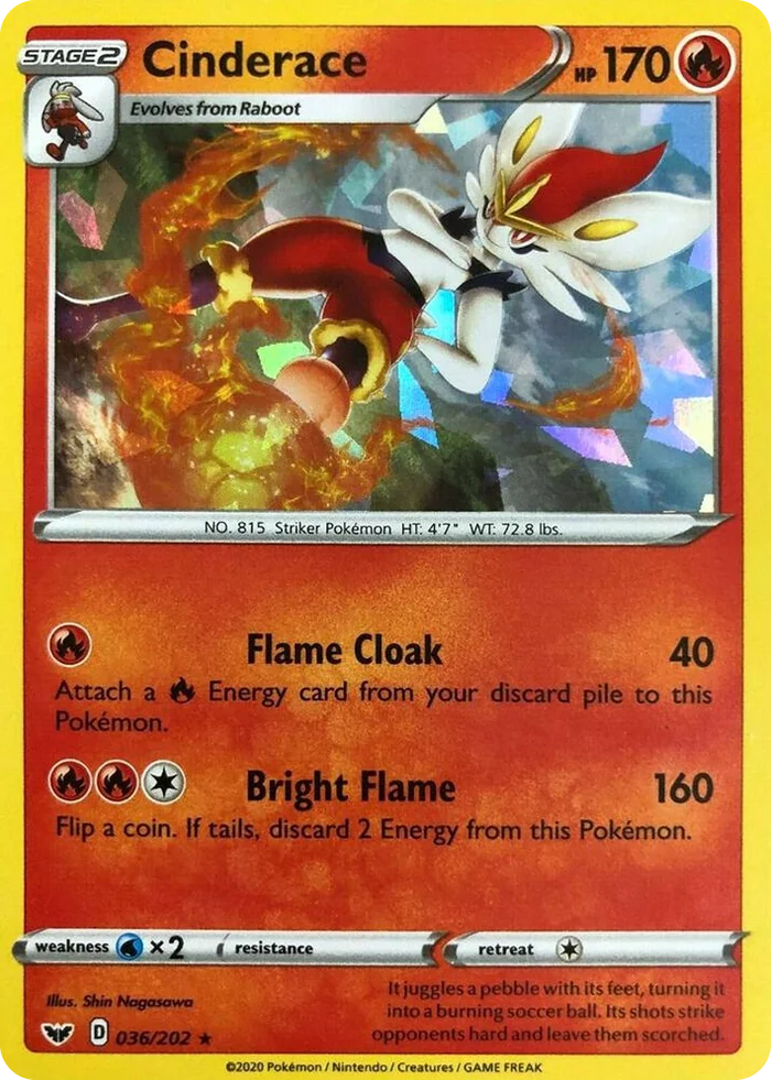 0036 Cinderace - 036/202 (Cracked Ice Holo) Holo Rare Deck Exclusives