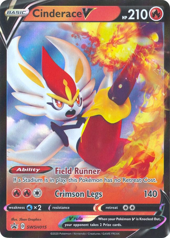 0015 Cinderace V - SWSH015 Promo Sword & Shield Promo Cards