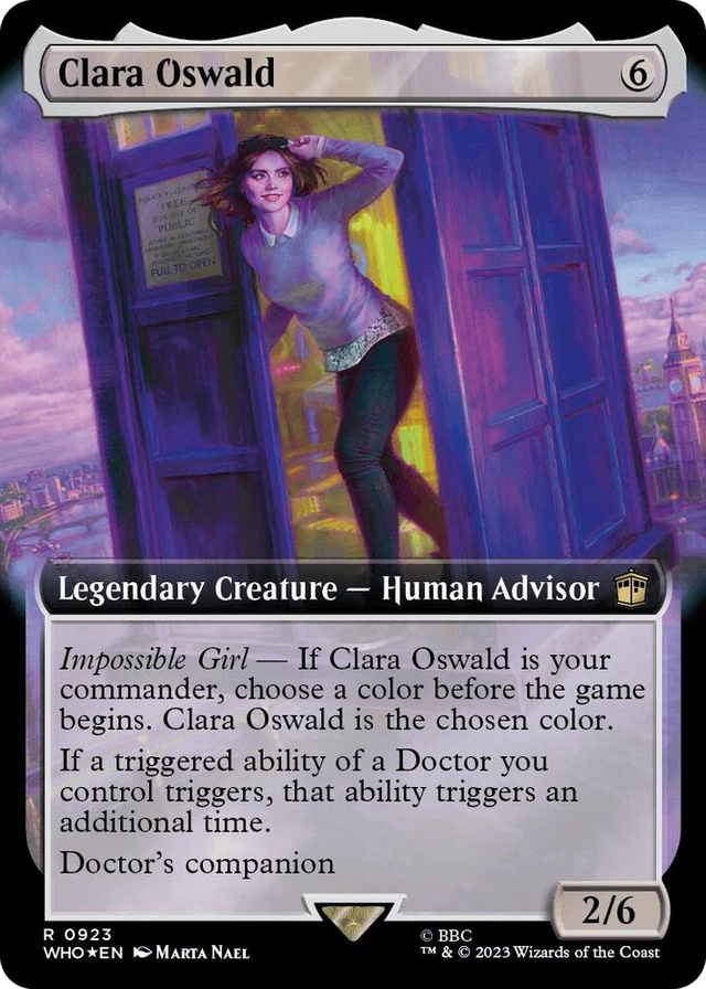 0923 Clara Oswald (Extended Art) (Surge Foil) R Universes Beyond: Doctor Who