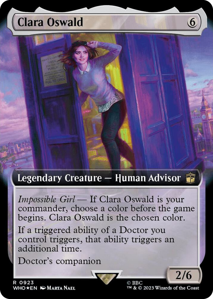 Clara Oswald (Extended Art) (Surge Foil) #923 R - Universes Beyond: Doctor Who Pokemon card