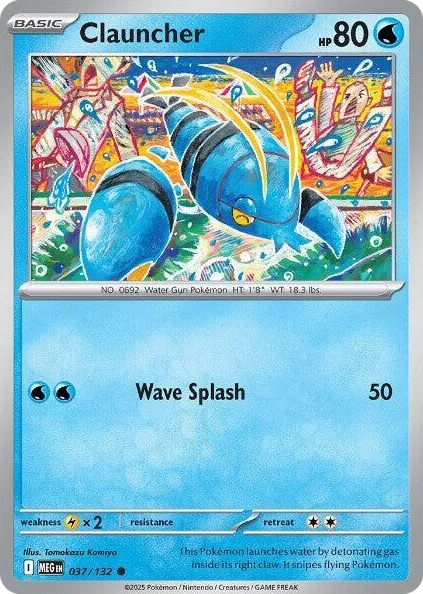 Clauncher #37/132 Common - Mega Evolution Pokemon card