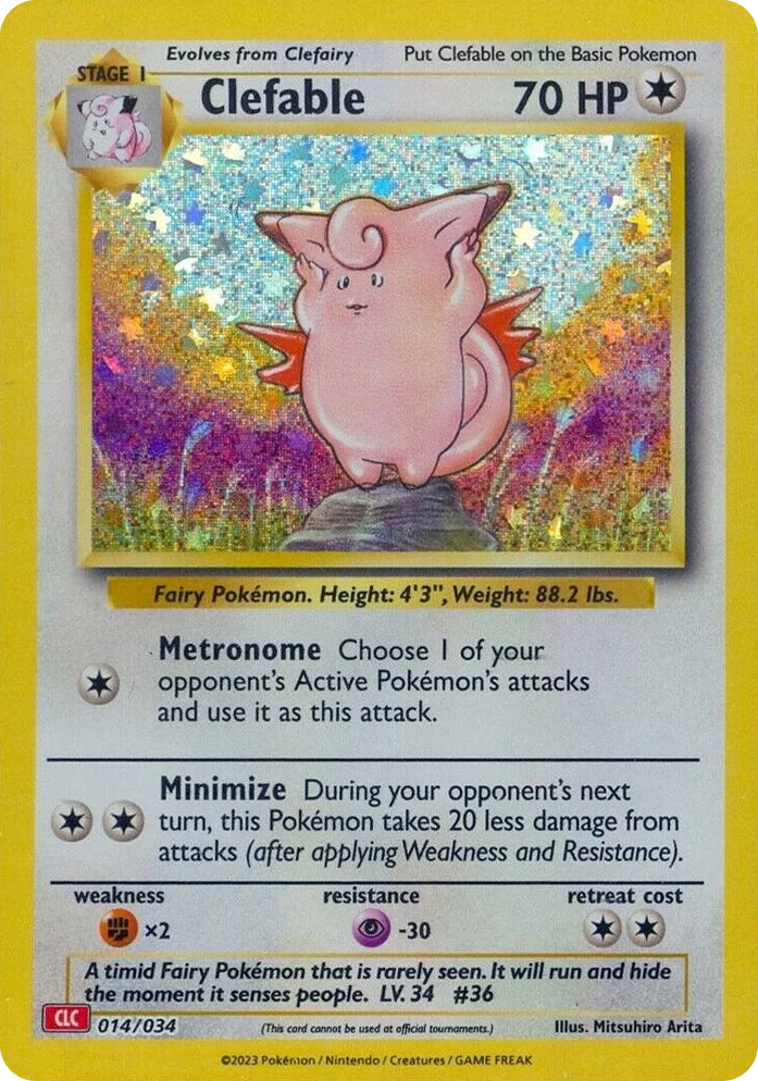 0014 Clefable Classic Collection Trading Card Game Classic