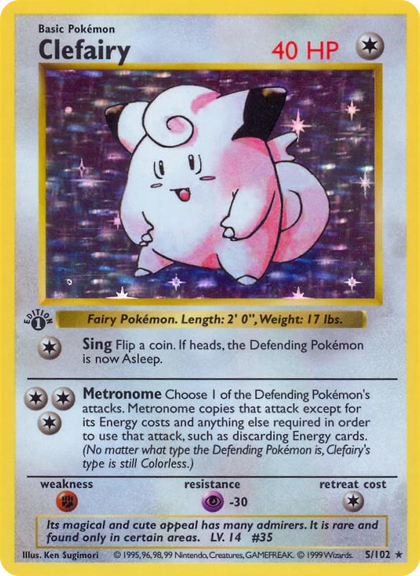 Clefairy #5 Holo Rare - Base Set (Shadowless) Pokemon card