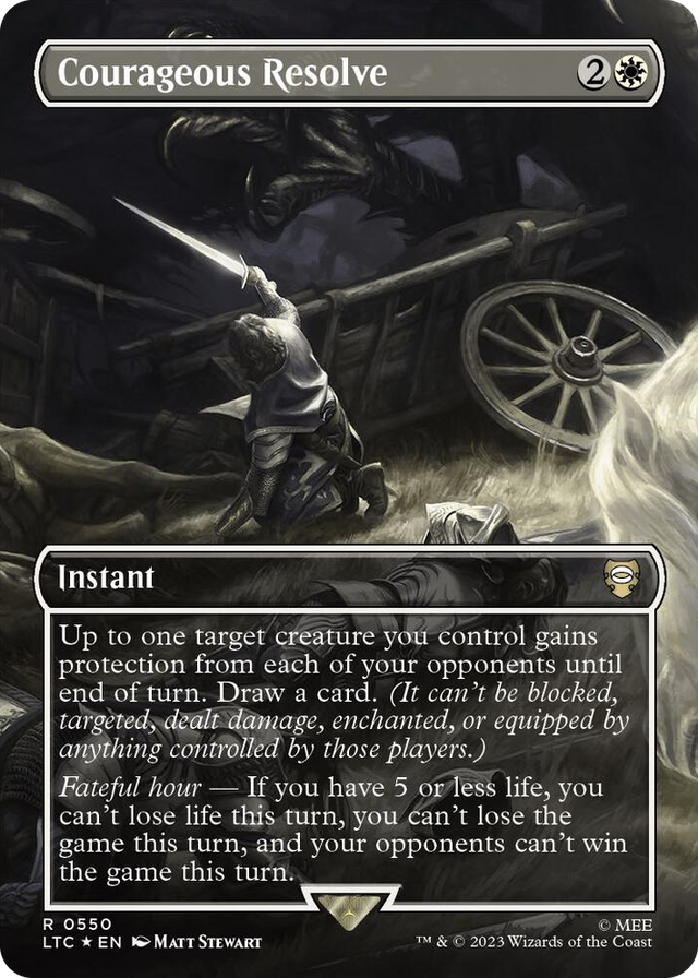 0550 Courageous Resolve (Borderless) (Surge Foil) R Commander: The Lord of the Rings: Tales of Middle-earth