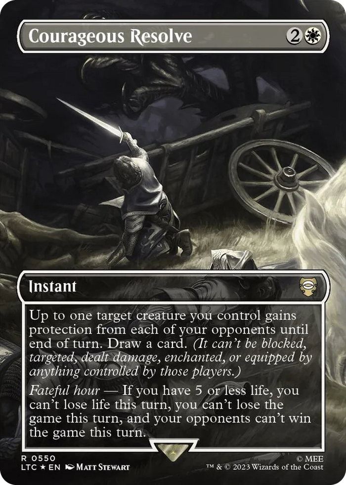 0550 Courageous Resolve (Borderless) (Surge Foil) R Commander: The Lord of the Rings: Tales of Middle-earth