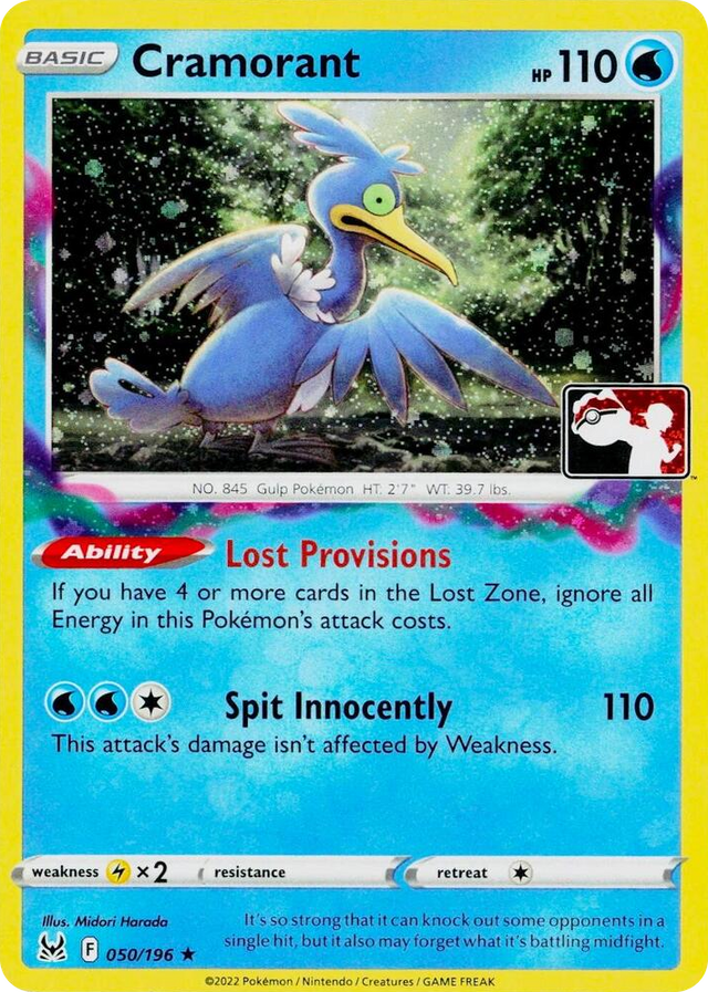 0050 Cramorant - 050/196 (Cosmos Holo) Rare Prize Pack Series Cards