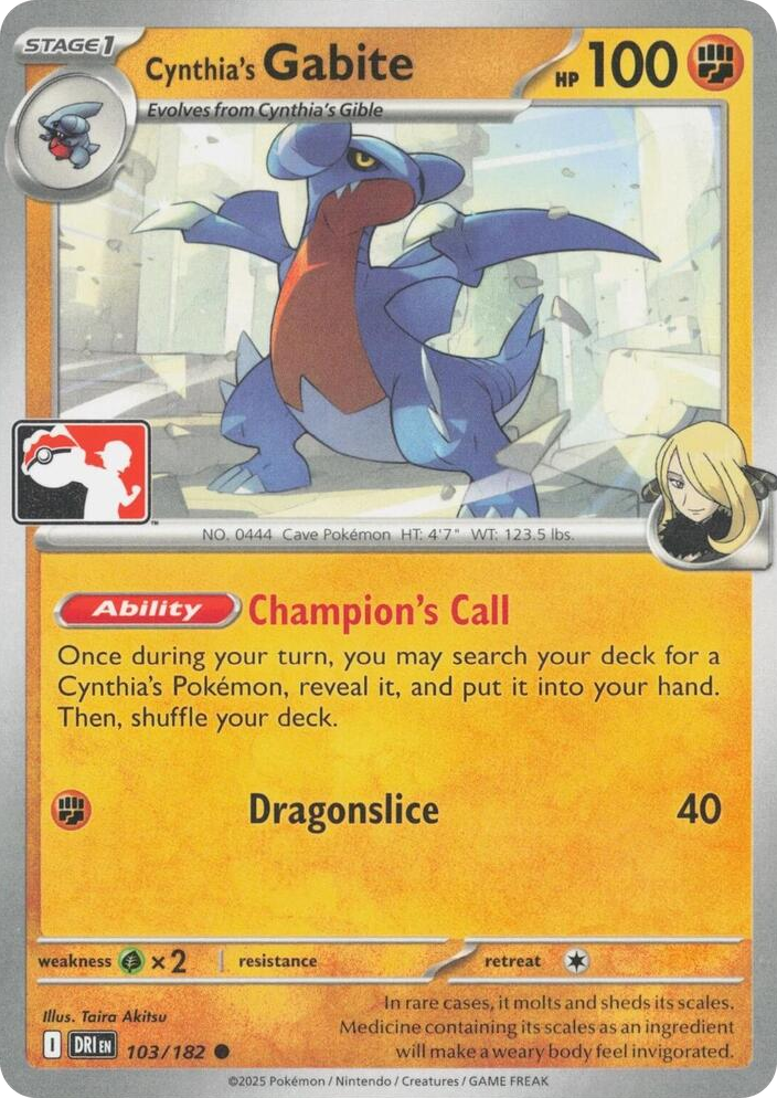 0103 Cynthia's Gabite Common Prize Pack Series Cards