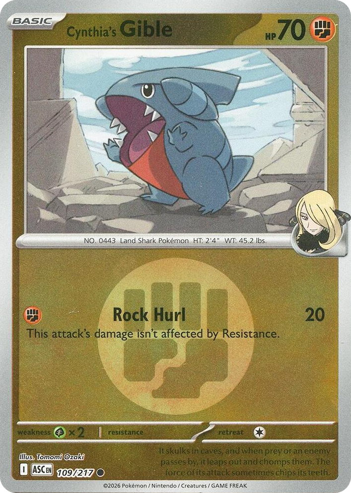 0109 Cynthia's Gible (Energy Symbol Pattern) Common Ascended Heroes
