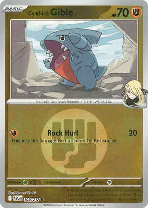0109 Cynthia's Gible (Energy Symbol Pattern) Common Ascended Heroes