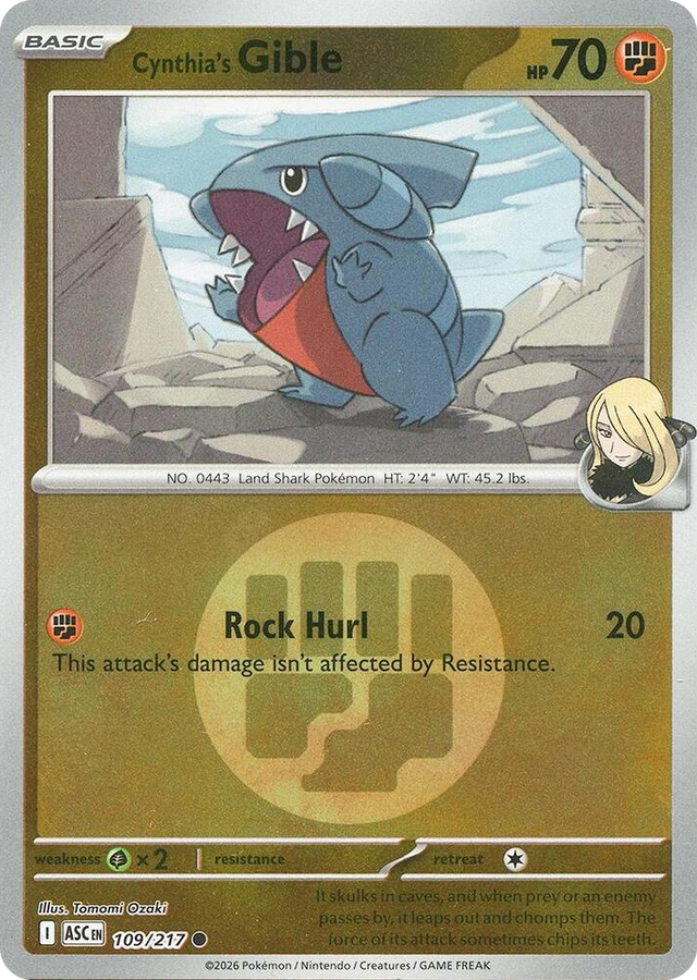 0109 Cynthia's Gible (Energy Symbol Pattern) Common Ascended Heroes