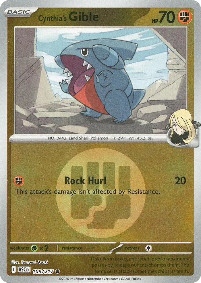 0109 Cynthia's Gible (Energy Symbol Pattern) Common Ascended Heroes