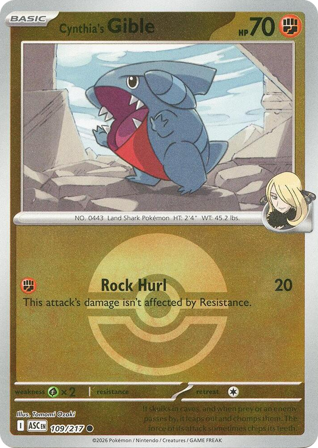 0109 Cynthia's Gible (Poke Ball) Common Ascended Heroes