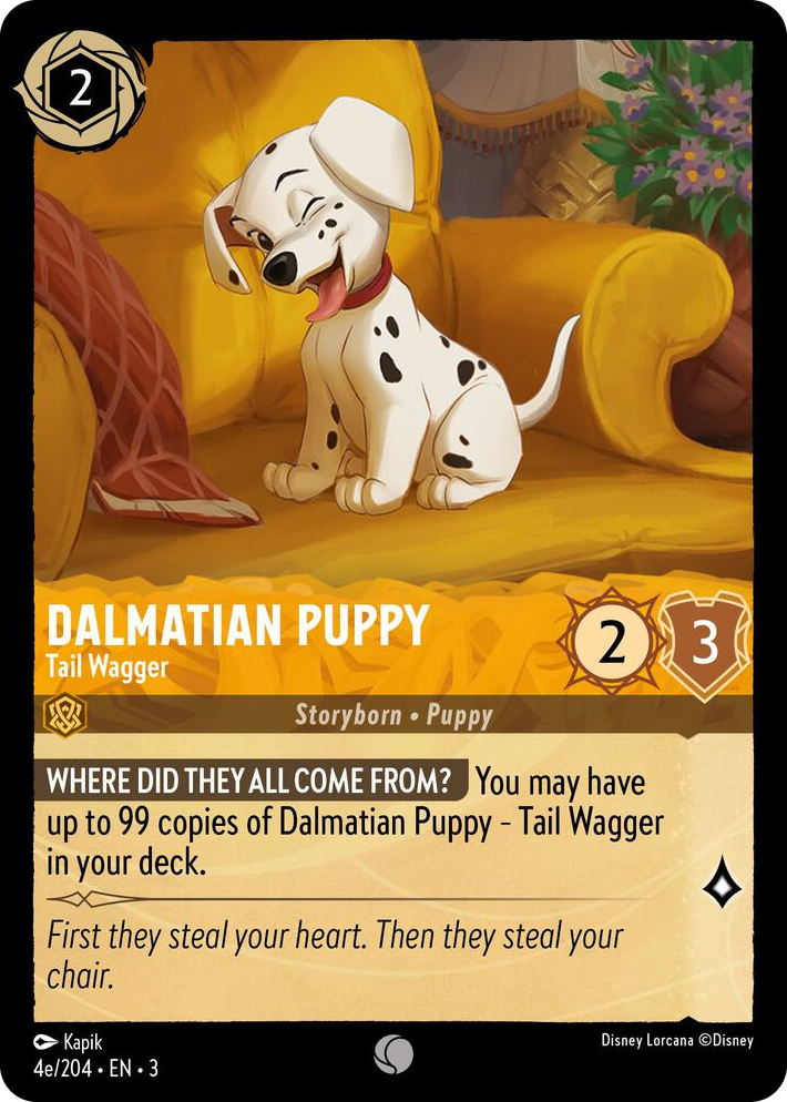 0004e Dalmatian Puppy - Tail Wagger (4e/204) Common Into the Inklands