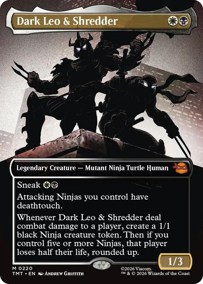 Dark Leo & Shredder (Borderless) #220 M - Teenage Mutant Ninja Turtles Pokemon card