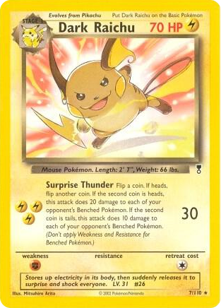 0007 Dark Raichu - 7/110 (WotC Legendary Collection) Rare Deck Exclusives